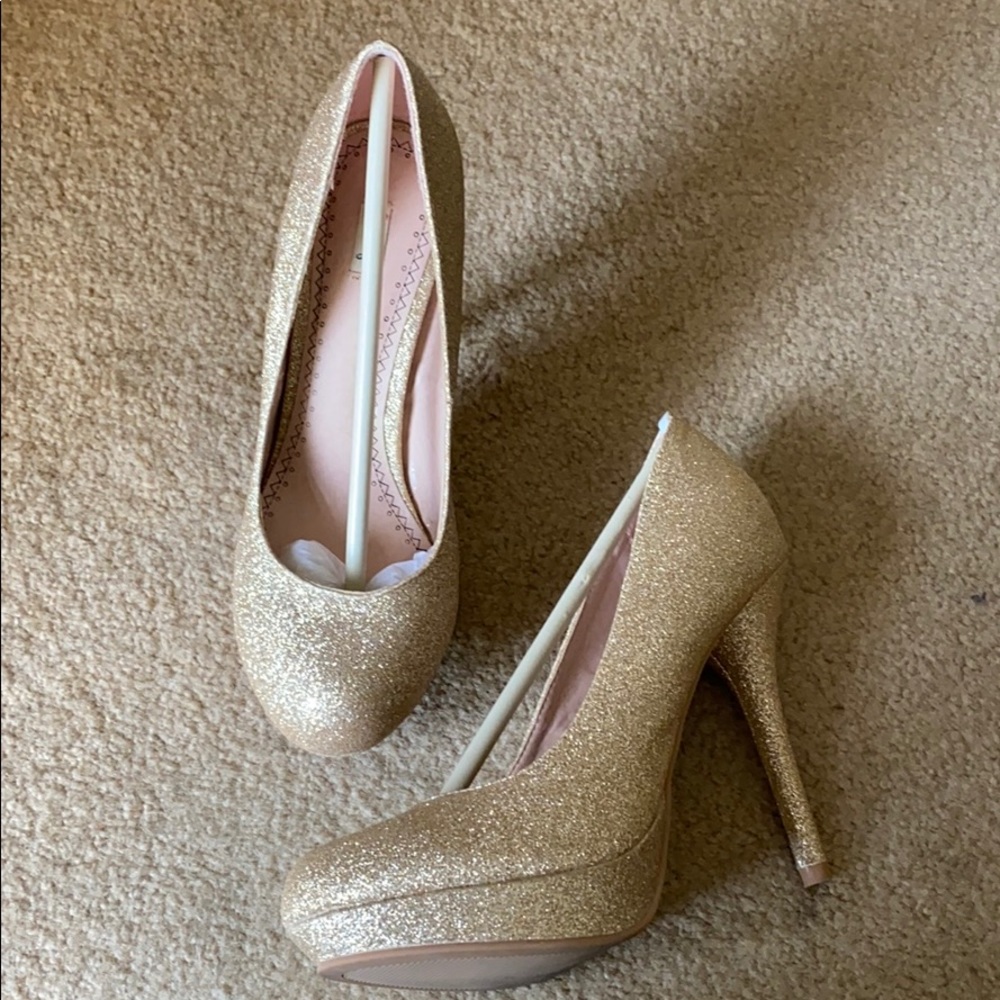 Gold sparkly heels